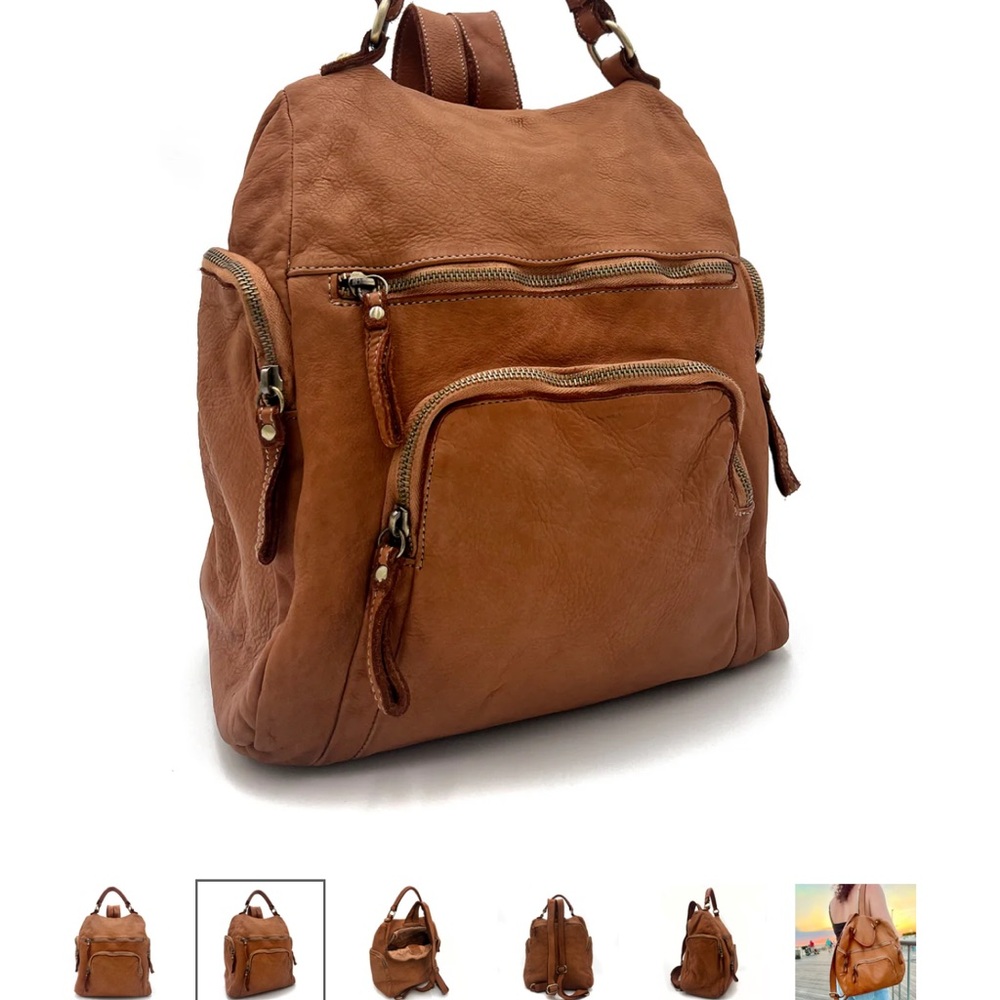Bolsa Nova MIA Cognac Leather Backpack, NWOT!